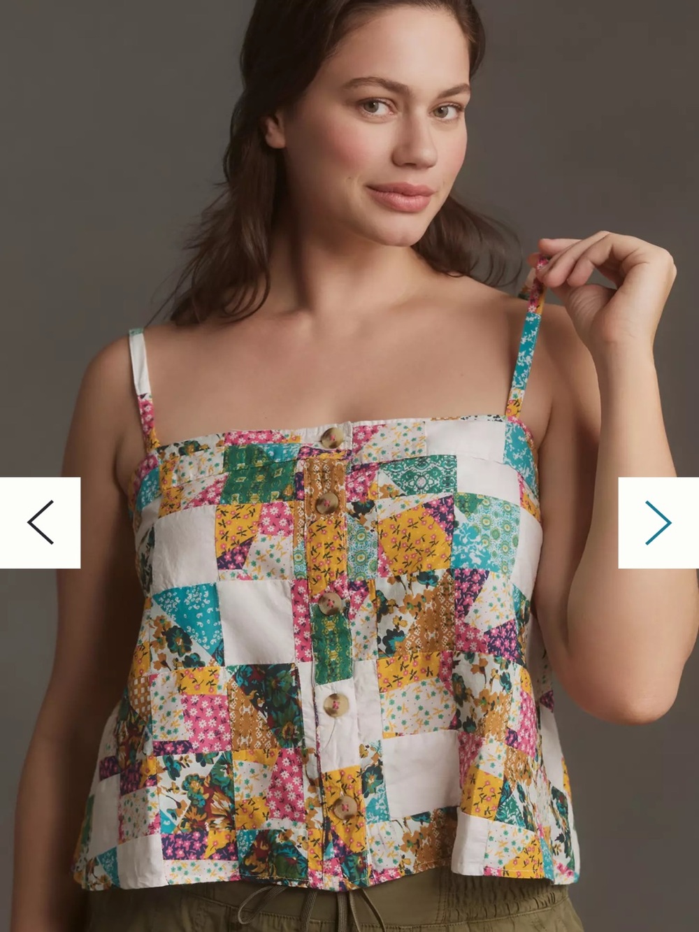 Anthropologie Pilcro Patchwork Boxy Crop Tank Boho Bohemian Cottagecore Small